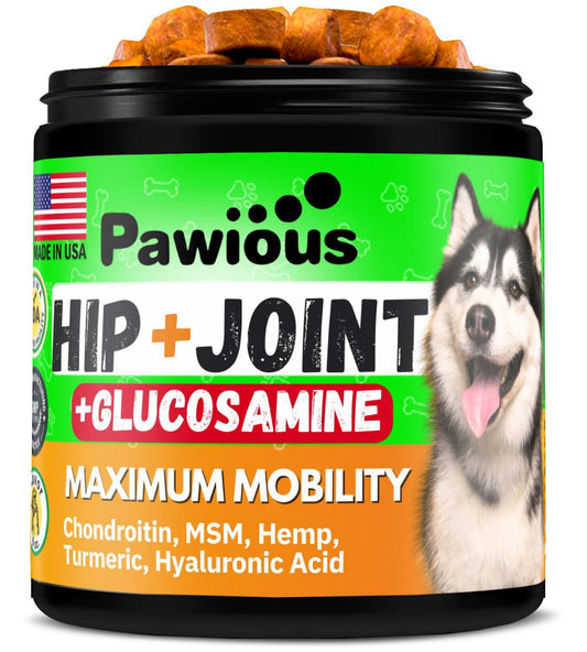 Hip & Joint Supplement for Dogs – Glucosamine, Chondroitin & Turmeric Joint Support Chews (120 Count)