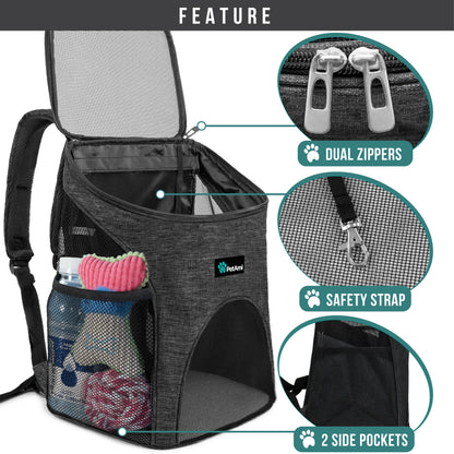 Pet Carrier Backpack for Small Dogs & Cats - Airline Approved, Charcoal Gray