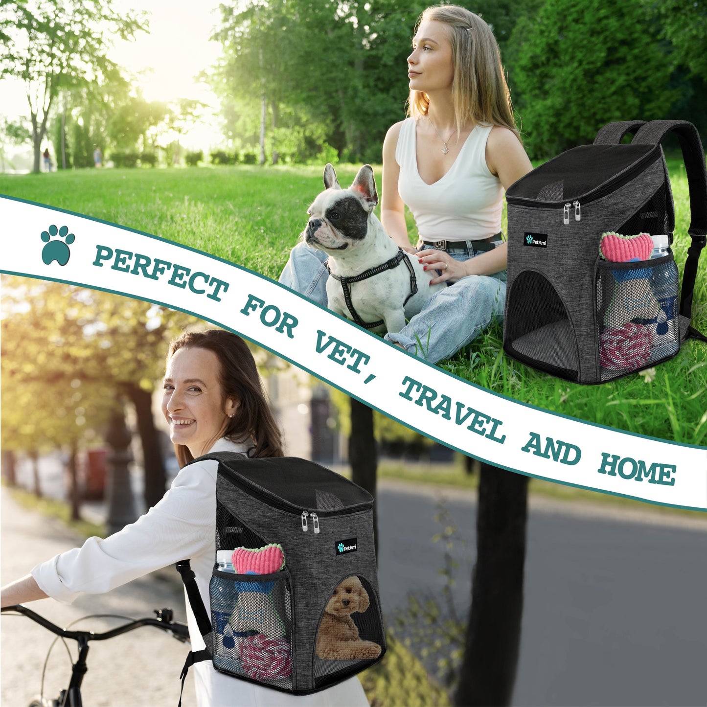 Pet Carrier Backpack for Small Dogs & Cats - Airline Approved, Charcoal Gray
