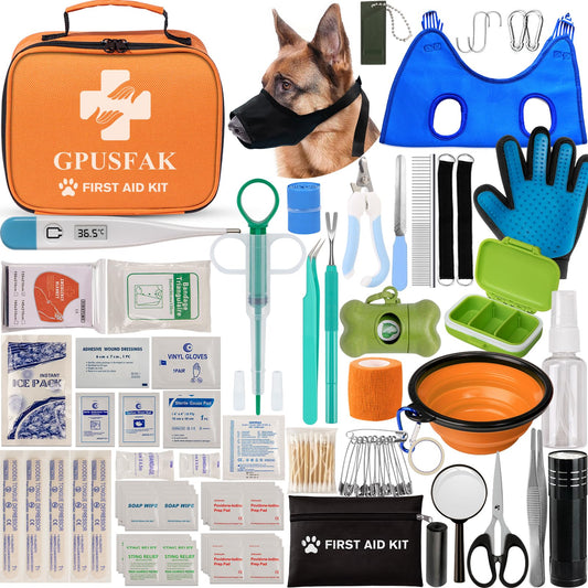 GPUSFAK Dog First Aid Kit – Pet Emergency & Grooming Kit for Home & Travel