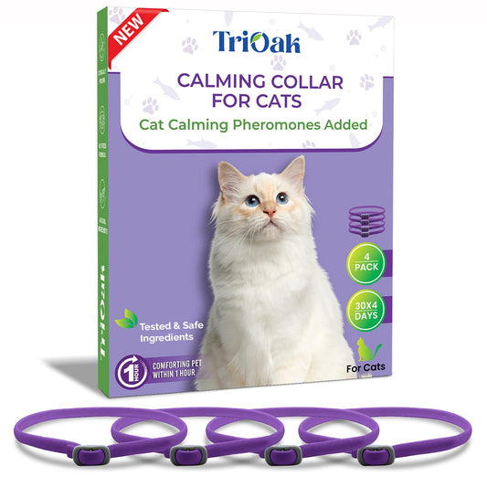 TriOak 4-Pack Cat Calming Pheromone Collar – Anxiety & Stress Relief (Lavender)