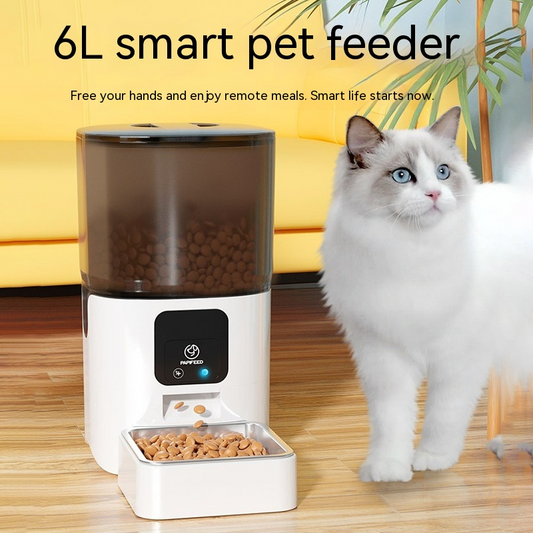 6L Smart Automatic Pet Feeder – WiFi & Remote Control, Timed Feeding for Cats & Dogs
