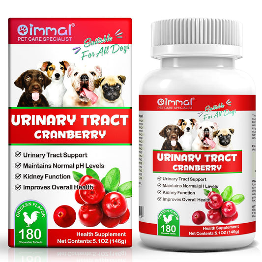 Cranberry Urinary Tract Support Tablets for Dogs – UTI & Bladder Health Chewable Supplement (180 Tablets, Chicken Flavor)