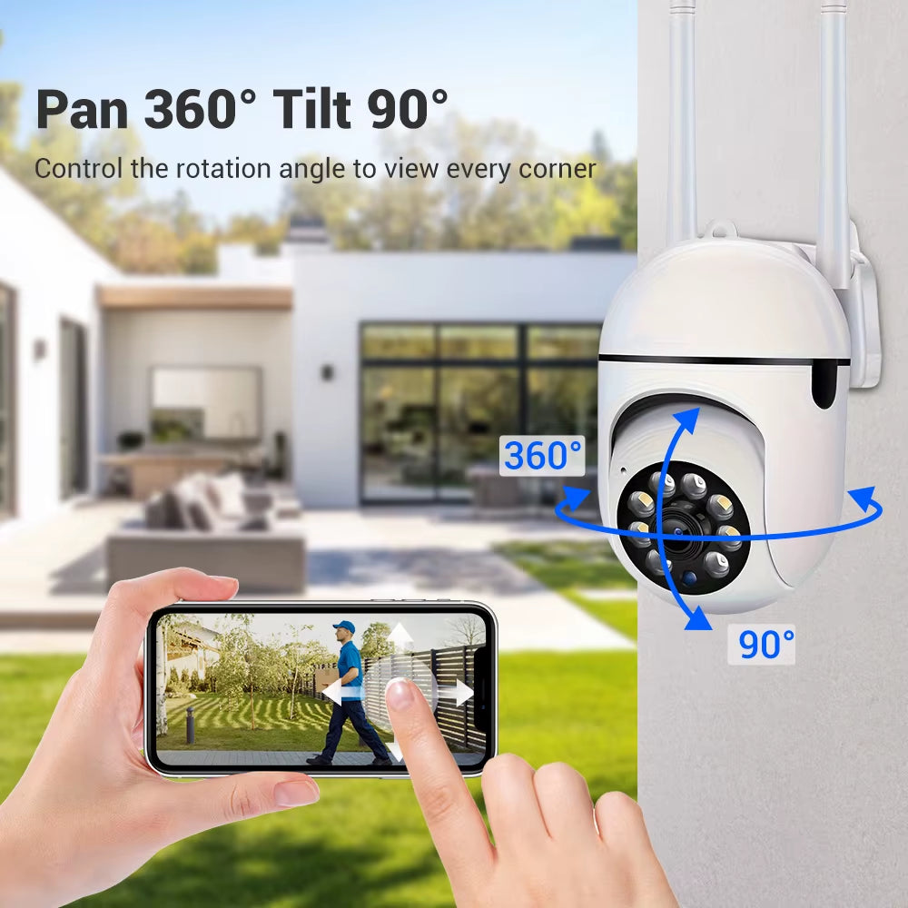 2PC Ease Life APP Wireless 1080P HD Indoor/Outdoor Wifi Security Camera, Color Night Vision, 2-Way Audio, 360° Pan/Tilt/Zoom, Mo