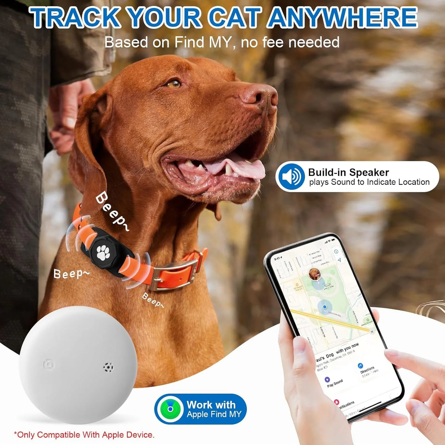 Tractive GPS Dog Tracker - No Monthly Fee, iOS Compatible
