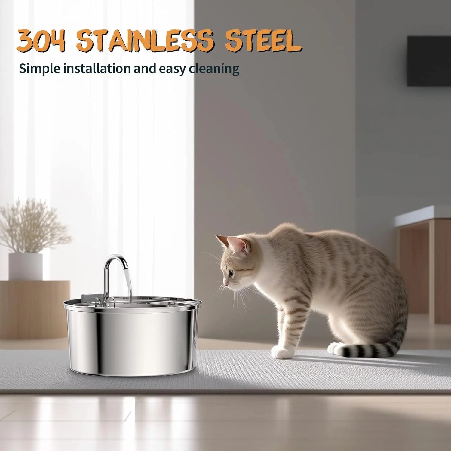 Stainless Steel Cat Water Fountain 108oz, Ultra Quiet Automatic Pet Fountain with Multi-Filtration & 4 Filters