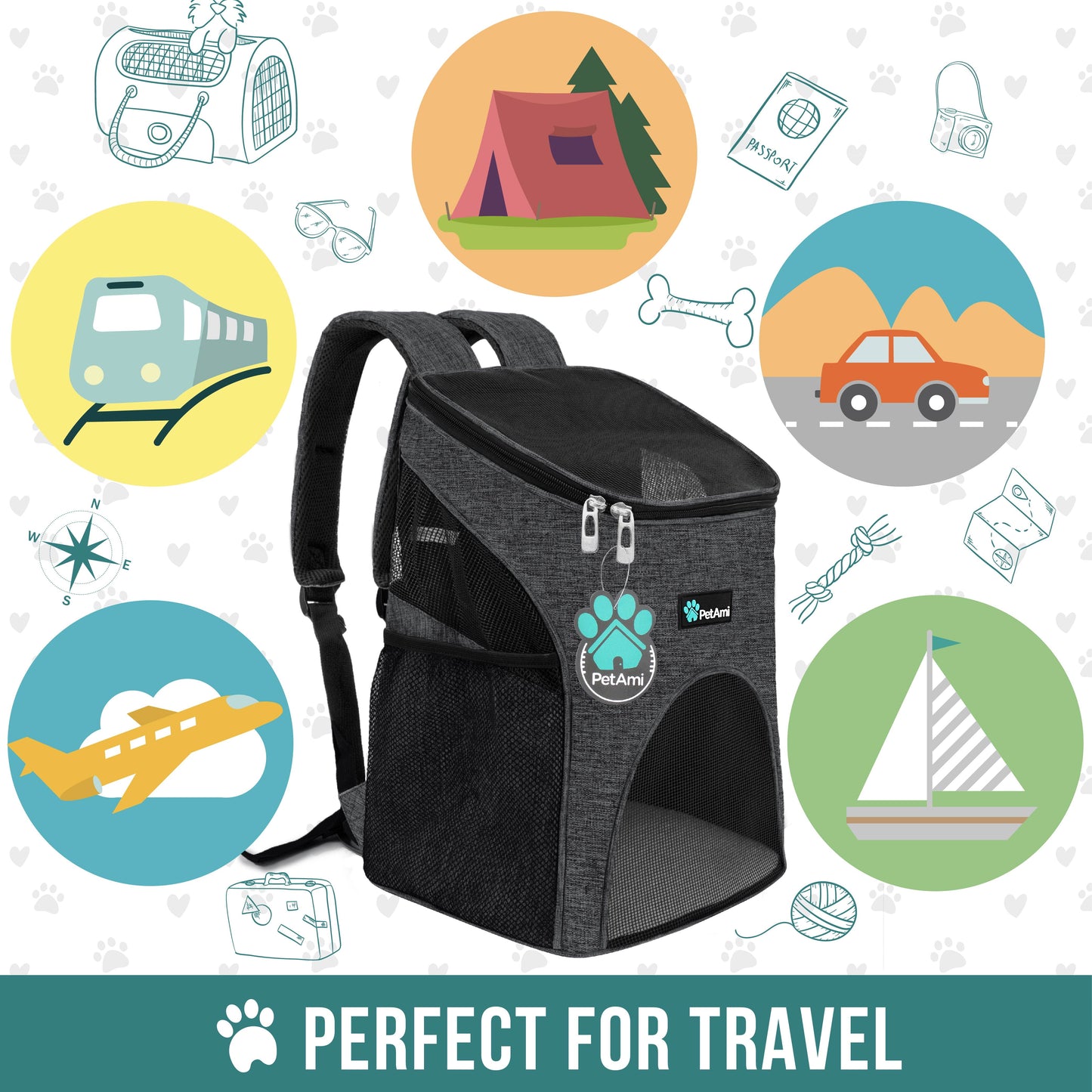Pet Carrier Backpack for Small Dogs & Cats - Airline Approved, Charcoal Gray