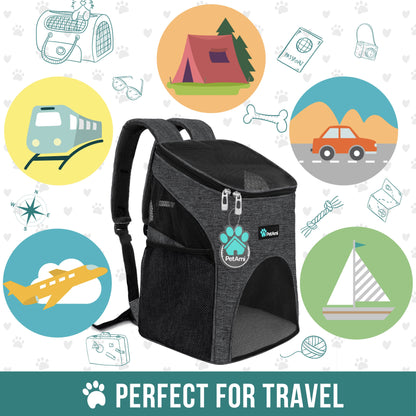 Pet Carrier Backpack for Small Dogs & Cats - Airline Approved, Charcoal Gray