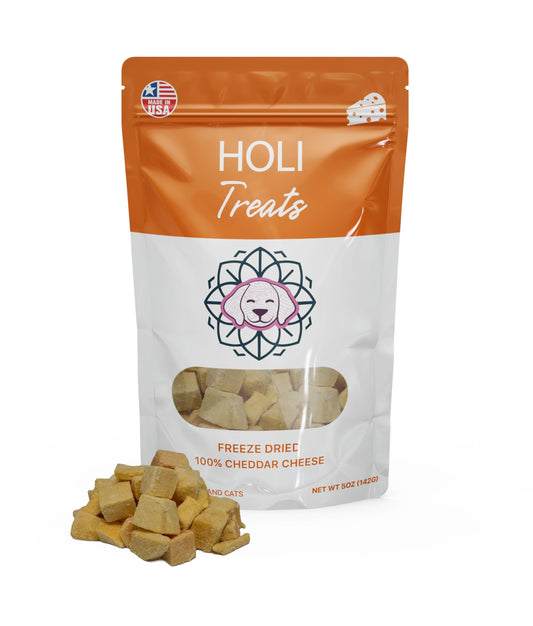 HOLI Freeze-Dried Cheddar Cheese Dog Treats – 100% Natural Single Ingredient Training Treats for Dogs, Lactose-Free, Grain-Free, Human Grade (10 oz)