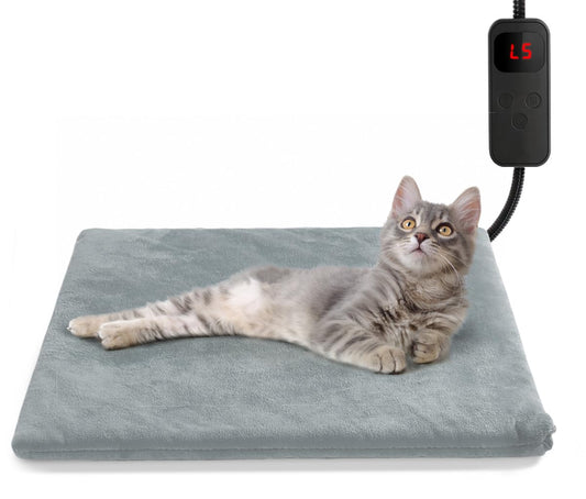 JLSAME Heated Pet Pad for Cats & Dogs – Adjustable Waterproof Warming Mat with Timer & Temperature Control