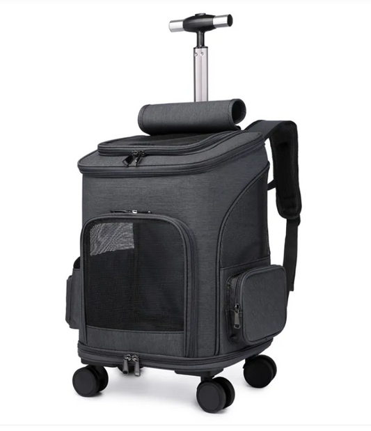 Portable Folding Pet Trolley Backpack – Travel Carrier for Cats & Dogs