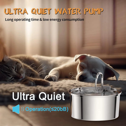Stainless Steel Cat Water Fountain 108oz, Ultra Quiet Automatic Pet Fountain with Multi-Filtration & 4 Filters