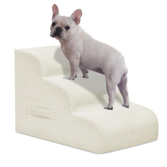 Yiruka 3-Step Dog Stairs for Small Dogs & Cats – Non-Slip Removable Ramp for Beds & Sofas